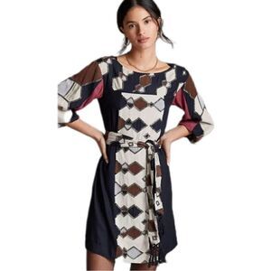 Anthropologie Stunning Beaded Shift Dress with Matching Belt Size S